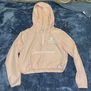Cropped wind breaker drawstring, light pink